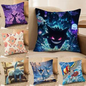 Bandai | Pokemon Cute Eeveelutions Anime Plush Pillow Cover Soft Short Plush Cushion Cover For Sofa Bedroom Home Decor Gift