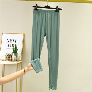 Slimming Effect Modal Womens Long Sleeve T-Shirt V-Neck Thin Pure Color Simple Loose Long Pants Autumn Inner Wear Set