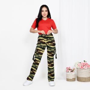 (LORENG)Celana panjang kargo wanita/Celana senam rok Wanita Kantong Motif Loreng ARMY/bawahan olah raga bahan spandex loreng army Wanita Bahan Tebal Spandex Premium|bawahan Celana Rok Panjang Loreng Olahraga Fitness Aerobic Zumba Yoga