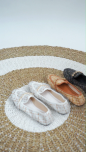 Satujua - ANELLO - Flatshoes Wanita Motif Rantai Bahan Tweed Sepatu Kerja - Non-Slip Synthetic Leather Foam Double Suede