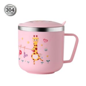 Cốc Nước Bằng Thép Không Gỉ 304 Cho Trẻ Em Có Nắp Cốc Giữ Nhiệt Hình Hoạt Hình Dễ Thương Dùng Tại Nhà Trường Mẫu Giáo Chống Bỏng