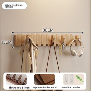 Modern Minimalist Solid Wood Piano Key Wall Mounted Coat Rack Entrance Hall Hanging Hook Multi-Functional Home Furniture