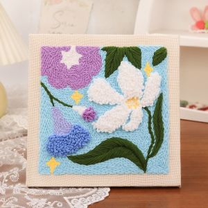 Bộ Vật Liệu Thêu DIY Hoa Cỏ Trang Trí Phòng Khách Phòng Ngủ Tranh Treo Quà Tặng Sinh Nhật Thủ Công Thêu Nút Nút