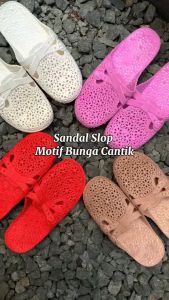VEBLEN Sandal Wanita Cewek Terbaru Model Bunga Fashion Korea Karet EVA Pink Ungu Sendal Perempuan Empuk Nyaman dan Lembut