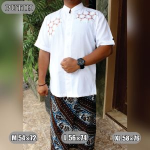 Koko Muslim Modern Motif Bordir Double X Bahan Adem Baju Koko Pria Lengan Pendek Warna Soft Murah
