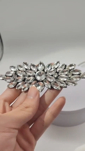 Diamond Beaded Crystal Patches for Clothes and Bags Glass Shiny AB Crystal Rhinestone Flower Bridal Applique