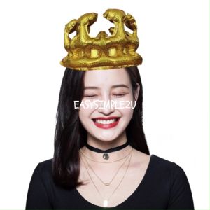 (1 Piece) Mini Small 16Inch Size King Crown Prince Princess Diamond Blue Pink Wearable Cosplay King Queen Foil Balloon