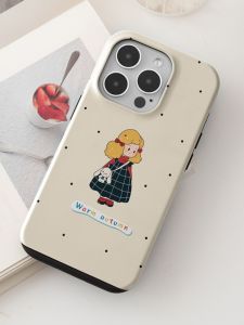 Cooskin Dual Layer Illustration Phone Case for  15 plus Full Cover Protective Shell Girls 16 17Pro Max Cartoon High End Feel