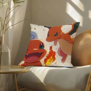 Bandai | Pokemon Bulbasaur Anime Plush Pillow Cover Soft Short Plush Cushion Cover For Sofa Bedroom Living Room Home Decor Gift