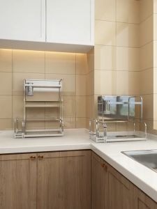 Rak Bumbu Dapur Stainless Steel 2 3 Susun Serbaguna Untuk Penyimpanan Dapur