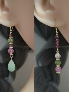 Không Gây Dị Ứng Dài Thả Bông Tai Pha Lê Tự Nhiên Hợp Nhất Màu Thủy Tinh Đá Rượu Vang Topaz Đỏ Bạc 925 Móc Trang Sức Thời Trang