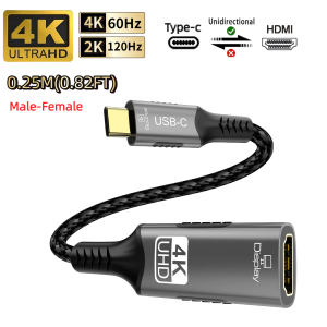 Type C to HDMI Cable 8K 60Hz 4K 120Hz 2K 240Hz USB C to HDMI 2.1 Cord Compatible For TV Converter MacBook iPad Samsung Galaxy