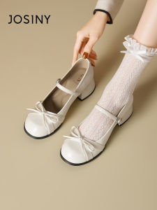 Josiny | French Style Comfortable Bow Mary Jane Shoes White