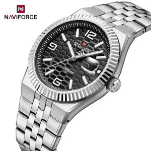 NAVIFORCE Original Mens Business Watch Analog Quartz Stylish Surface 30m Waterproof Brand New Stainless Steel Strap Luminous Casual Fashion Watches NF9277