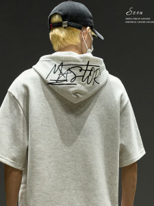 Loose Fit Mens Short Sleeve Hoodie Embroidered T-Shirt American Style Casual Fashion Summer New Arrivals Youth Trend