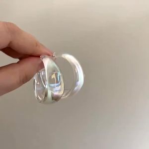 Transparent Colored & Minimalist Circular Earrings: Stylish Women's Fashion Accessories