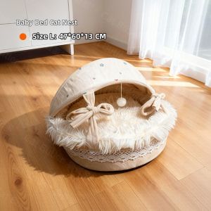 MAOGUANJIA | Winter Warmth Half-Enclosed Cat Bed