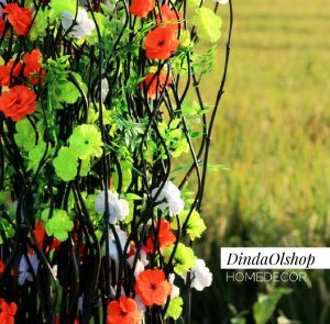 Dekorasi Rumah Bunga Artifisial 10 Btg Bambu Ulir HItam Anyelir Mix 3 W 180cm (Tanpa Pot)