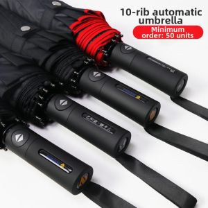 Black Automatic Foldable Sun Rain Umbrella