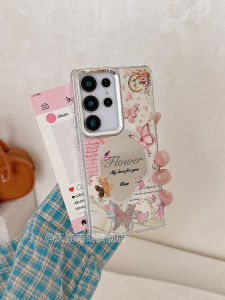 เคสโทรศัพท์กระจกป้องกันการตกหล่นสำหรับ Samsung S25 Ultra S24FE Note20 S25 Edge S23A55A54 น่ารัก S22 S21U A17 A16 A15 A52
