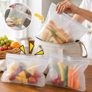 20Pcs Reusable Food Storage Bags EVA Fresh-Keeping Bag Kitchen Leakproof Freezer Snack Organizer Bag