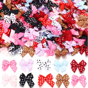 30pcs/lot Mini Ribbon Bow Colorful 2.5X2.5cm Small Dacron Bows Polka Dot Bow Flower For DIY Crafts Party Decoration Accessories