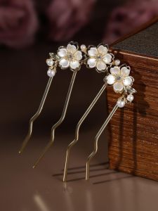 Elegant U-Shaped Hairpin Ancient Floral Hair Accessories Chinese Style Hair Combing Tool Fresh out Original Design Alloy Hairpin