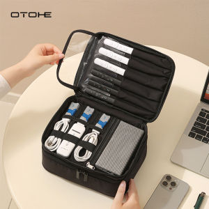 OTOHE Digital Storage Bag Travel Organizer Double Layer Large Capacity Electronic Gadget Bag USB Cable Storage Bags Large Cable Organizer Bag Accessories U Disk Hard Drive Accessories Storage Bag
