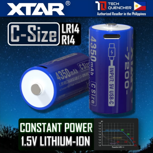 XTAR C Size Li-ion Battery - Size C - LR14 - R14 - 1.5V - 4350mAh High Capacity - USB-C Rechargeable
