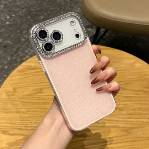 เคสโทรศัพท์แบบมีเลนส์เพชรหรูหรา สำหรับ iPhone 17 Air 16 15 14 13 12 Pro Max Plus สีพื้นแบบมีกลิตเตอร์ ป้องกันการกระแทก