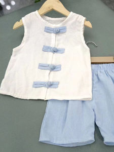 Bộ Quần Áo Truyền Thống Trung Quốc Cho Bé Trai Mùa Hè 2024 Vải Lanh Cotton Bộ Đồ Phong Cách Dân Tộc Cho Trẻ Em