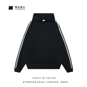 Retro American เสื้อแจ็คเก็ตมีฮู้ด ผู้หญิง ผ้าขนแกะ เรียงราย หนาขึ้น หลวม สไตล์ สตรีทแวร์ โพลีเอสเตอร์ ผ้าฝ้าย Blend Long Sleeve เสื้อสเว็ตเชิ้ต