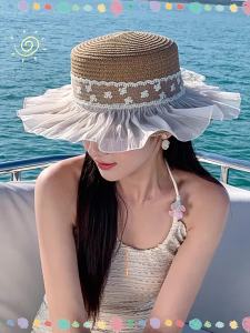 JIFANPAUL | Mũ Nón Biển Dây Ruy Băng Thêu Hoa Elegance