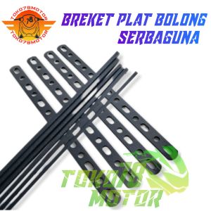 Breket bracket Plat Bolong Besi hitam Universal serbaguna