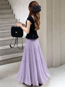 XIANYIJIAO | Chân Váy Xòe A-line Chiffon Màu Tím Elegance Cho Mùa Hè