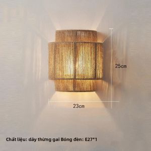 Đèn Treo Tường Bằng Dây Gai Dầu Art Deco E27 Đèn LED Dệt Tay Tạo Không Khí Cho Phòng Ngủ Hành Lang Khách Sạn Thiết Kế Sáng Tạo Chiếu Sáng Lên Xuống.