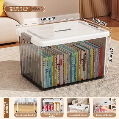 Transparent Plastic Storage Box Large Capacity Toy Clothes Organizer Household Backup Snack Storage Box Clear Container