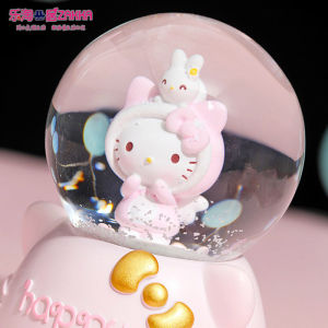 Cute Kitty Cat KT Music Box Snowflake Ornaments Childrens Birthday Gifts Simple Modern Style Glass Resin Decorative Items
