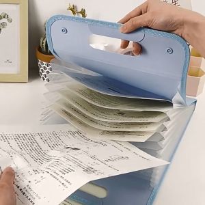 MOMO A4 Handbag Expanding File Folder High-Capacity 12Pockets Clear Book Desk Organizer School Stationery