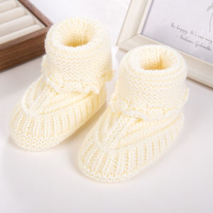 1Pair Vintage Baby Solid Knitted Socks Newborn Boys Girls 0-12M Corchet Cotton Walking Stockings Shoes Infant Birthday Gifts