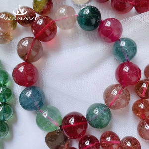 Vasabi Natural Crystal Couple Candy Tourmaline Bracelet Mens Rainbow Tourmaline Bracelet for Girlfriend One Thing One Picture