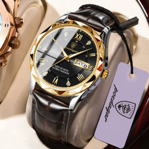 POEDAGAR Luxury Original Male Clock Waterproof Luminous Date Week Classic Sports Mens Watches Business Quartz Leather Men Watch