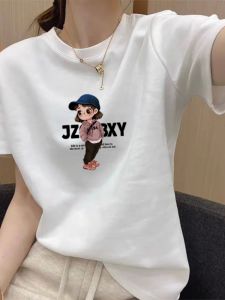 Thick White Brushed Short Sleeve T-shirt Womens Spring Autumn Winter Loose Inner Wear Niche Style T-shirt Half Sleeve Bottoming Shirt Tops