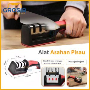Alat asahan pisau 3in1 knife sharpener pengasah gunting penajam pisau asah piso lebih tajam tiga step 3 in 1 mengasah pisou supaya tajem