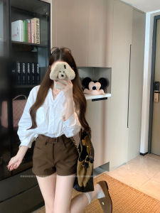 Elegant White Long Sleeve Shirt And High Waist Casual Pants Two Piece Set for Women Autumn Winter Fashion Ensemble