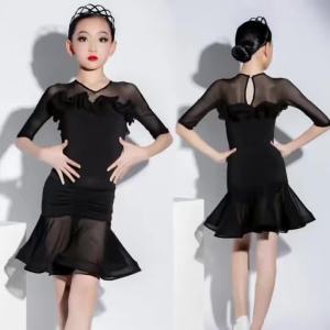 Theeper Summer New Girls Latin Dance Skirt Professional Performance Costume Kids Competition & Arts Exam Grading Practice