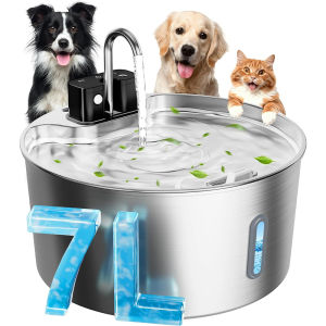 7L Large Capacity  Wireless Cat Dog Water Fountain Stainless Steel Pet Water Dispenser With Filter Dog Drinking Fountain For Cat