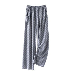KASIHAN | Summer Cotton Blend Chess Pattern Loose Comfortable Mens Long Pants