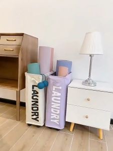 Yoga Mat Organizer Foldable Home Storage Box Exercise Equipment Storage Basket with Wheels Dirty Clothes Basket瑜伽垫收纳架