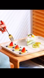 Khay nhựa lúa mạch chữ nhật ST GROUP màu pastel phong cách vintage Đĩa nhựa gia dụng decor nhà đẹp Mâm cơm gia đình chất liệu thân thiện môi trường dễ lau chùi an toàn sức khỏe